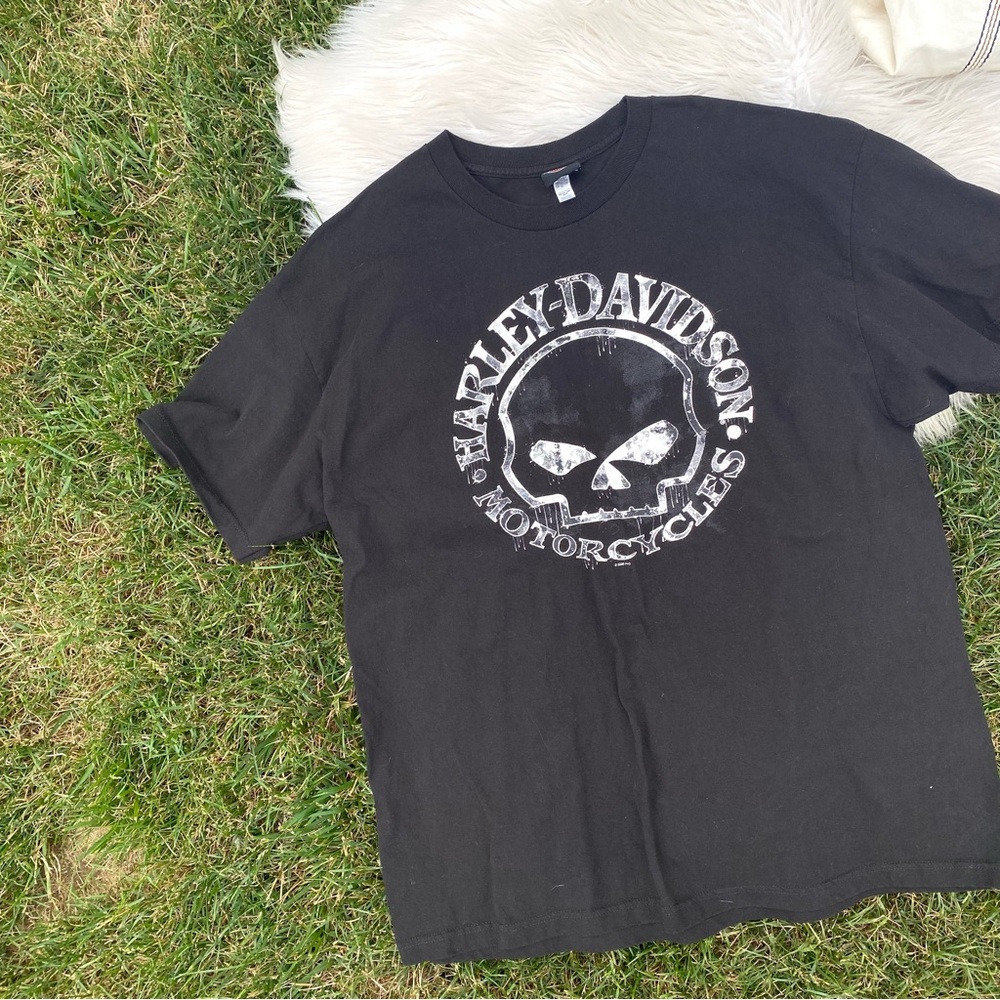 Harley Davidson black skull Wisconsin short sleeve shirt 2XL